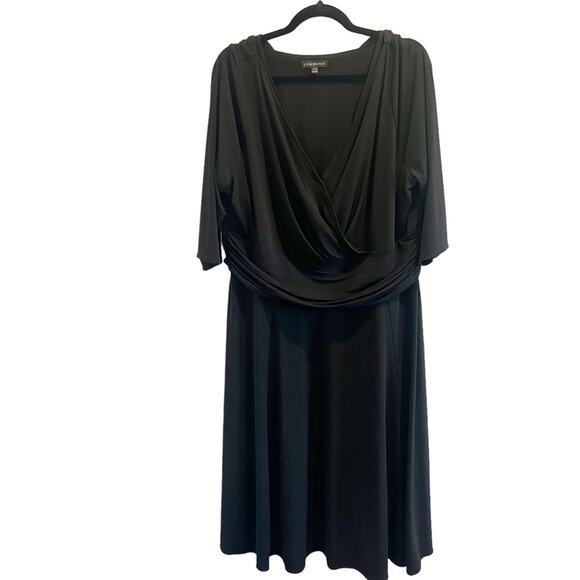 Lane Bryant Faux Wrap Black MIDI Dress Plus Size 22/24 - Picture 1 of 9